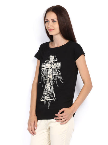 People Women Black Printed Top