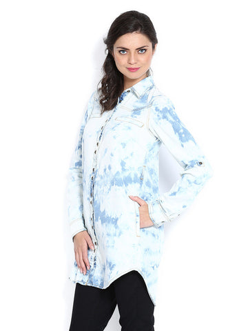 People Women Blue Denim Shirt