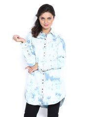 People Women Blue Denim Shirt