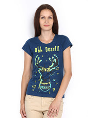People Women Blue Printed T-shirt