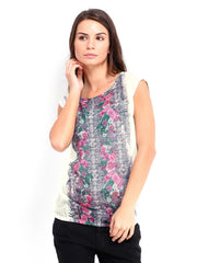 People Women Cream Coloured Printed Top