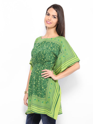 People Women Green Printed Kaftan Tunic