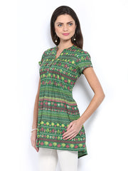 People Women Green Printed Kurti