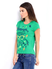 People Women Green Printed T-shirt