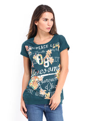 People Women Green Printed T-shirt