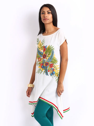 People Women White Printed Kurta