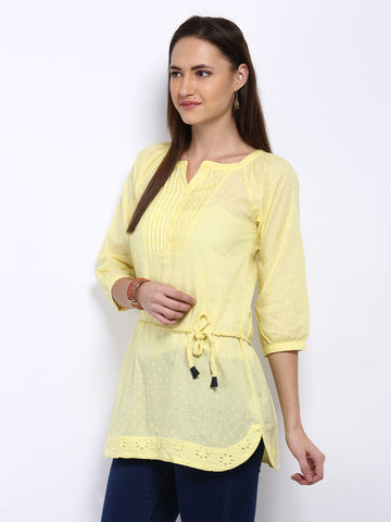 People Women Yellow Mosaic Kurti