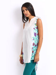 People Women White Printed Kurta