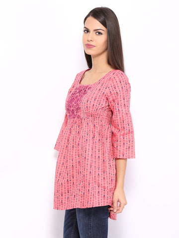 People Women Pink Printed Tunic
