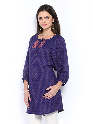 People Women Purple Printed Kurta