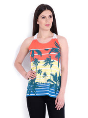 People Women White &amp; Red Printed Top
