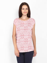 People Women White &amp; Red Printed Top