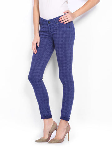 Pepe Jeans Women Blue Printed Skinny Fit Jeggings