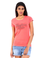 Pepe Jeans Women Coral Pink Printed Top