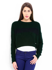 Pepe Jeans Women Green Wool Blend Crop Sweater