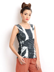 Pepe Jeans Women Grey &amp; White Printed T-shirt