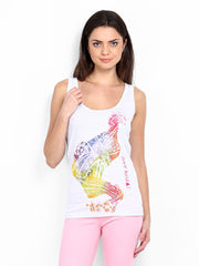 Pepe Jeans Women Grey Melange Printed Tank Top