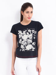 Pepe Jeans Women Navy Printed T-shirt