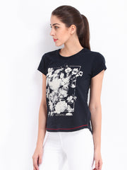 Pepe Jeans Women Navy Printed T-shirt