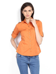 Pepe Jeans Women Orange Casual Shirt