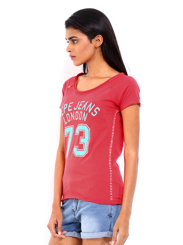 Pepe Jeans Women Pink Printed Top