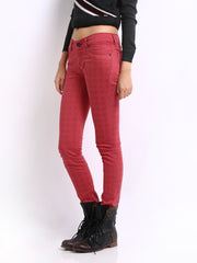 Pepe Jeans Women Red Printed Skinny Fit Jeggings