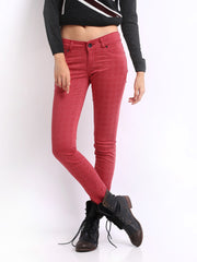Pepe Jeans Women Red Printed Skinny Fit Jeggings