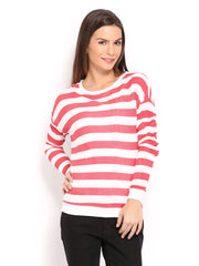 Pepe Jeans Women White &amp; Red Striped Top