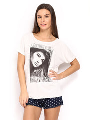 Pepe Jeans Women Off-White Printed T-shirt