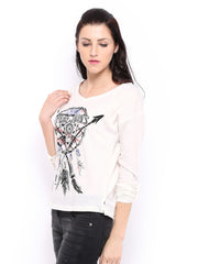Pepe Jeans Women Cream-Coloured Printed Top