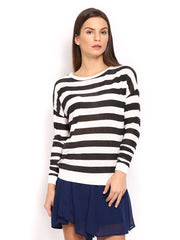 Pepe Jeans Women White &amp; Black Striped Top