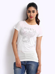 Pepe Jeans Women Off-White Printed T-shirt
