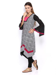 Peppertree Women White &amp; Black Printed Kurta