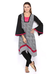 Peppertree Women White &amp; Black Printed Kurta