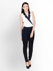 Pera Doce Women White &amp; Black Jumpsuit