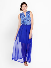 Pera Doce Blue Sheer Maxi Skirt