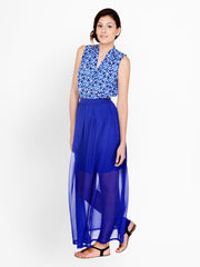 Pera Doce Blue Sheer Maxi Skirt