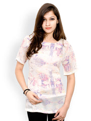 Pique Republic Women Peach-Coloured Printed Top