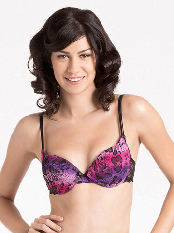 Pretty Secrets Purple &amp; Black Printed Bra
