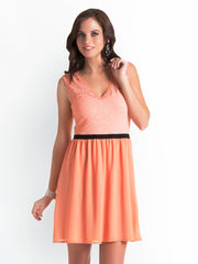 Pretty Secrets Peach Coloured Fit &amp; Flare Dress