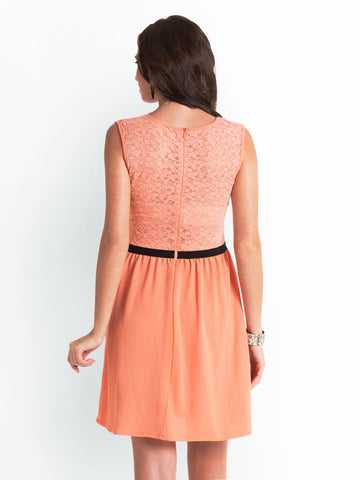 Pretty Secrets Peach Coloured Fit &amp; Flare Dress