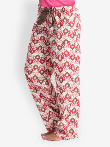Pretty Secrets Women White &amp; Red Printed Lounge Pants