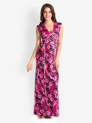 Pretty Secrets Black Scarlet Floral Print Nightdress