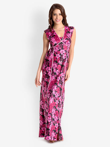 Pretty Secrets Black Scarlet Floral Print Nightdress