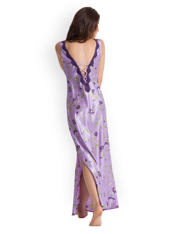 Pretty Secrets Purple Printed Maxi Nightdress
