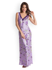 Pretty Secrets Purple Printed Maxi Nightdress
