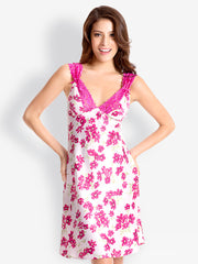 Pretty Secrets Fuschia Lace-Trim Short Nightdress