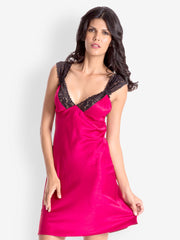 Pretty Secrets Red Lace-Trim Short Nightdress