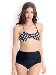 Pretty Secrets Women Black &amp; White Polka Dot Print Swimwear