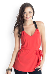 Pretty Secrets Women Cherry Red Racerback Top